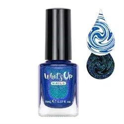 WSP035 Midnight Zone, Holo Blå stamping neglelak, Whats Up Nails